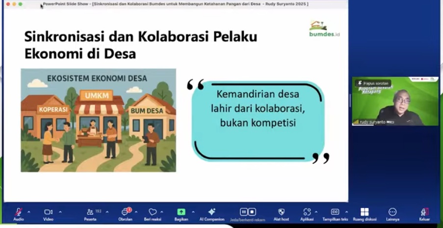 Sinkronisasi dan Kolaborasi untuk menjadikan BUMDES Mitra Strategis membangun ketahanan pangan dari Desa